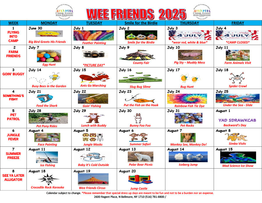 2025 Wee Friends Calendar